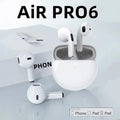 PRO 6 Wireless Earphone 5.0 Bluetooth Earphone with TWS Hi-fi Sport Earphone
